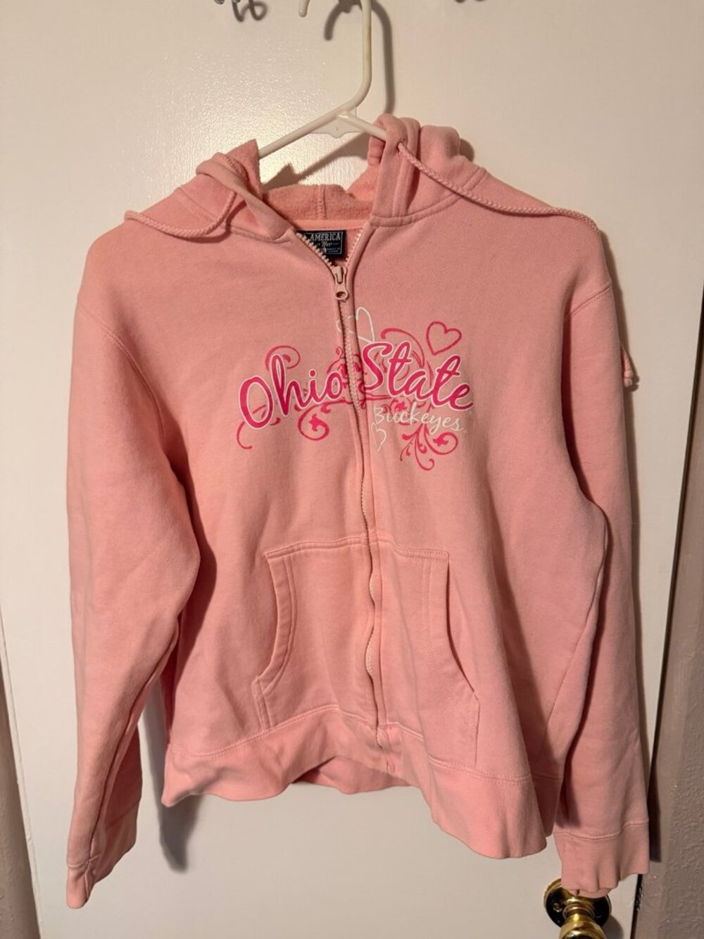 Vintage pink Ohio State full zip hoodie, women’s size large